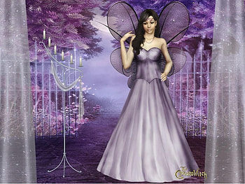 Fairy, purple, abstract, fantasy, trees, candles HD wallpaper