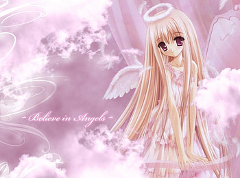 Believe in Angels, blond hair, blonde, cute, angel, long hair, feather, abstract, wing, halo, blonde hair, female, sexy, wings, sweet, blond, hot, girl, anime girl, pink, anime, fantasy, lovely HD wallpaper