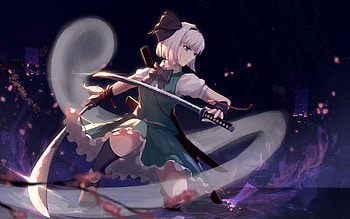 Youmu Konpaku, warrior with swords, anime girl HD wallpaper