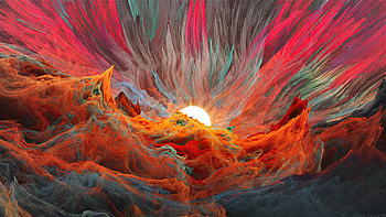 Sunset Behind Wave, abstract, sunset, artist, artwork, digital-art, deviantart HD wallpaper