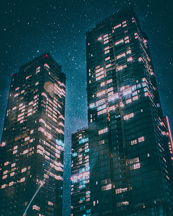Cities, Night, Building, Shine, Starry Sky, Brilliance HD phone wallpaper