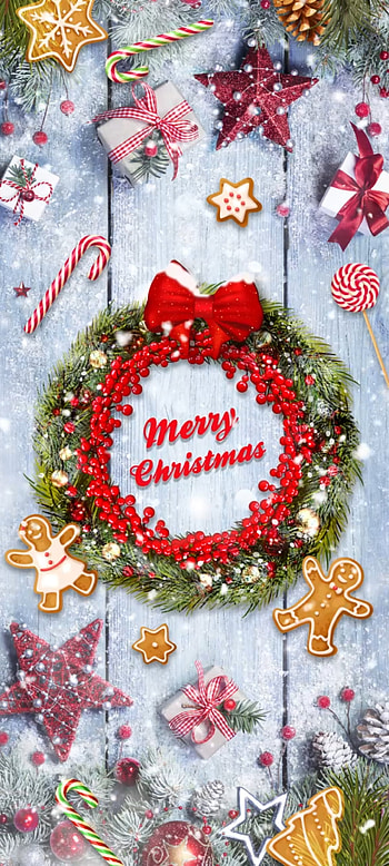 Christmas Wreath, holiday ornament, red, festival, Merry Christmas HD phone wallpaper