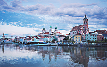Passau, , german cities, river, embankment, evening city, Germany, Europe, R HD wallpaper