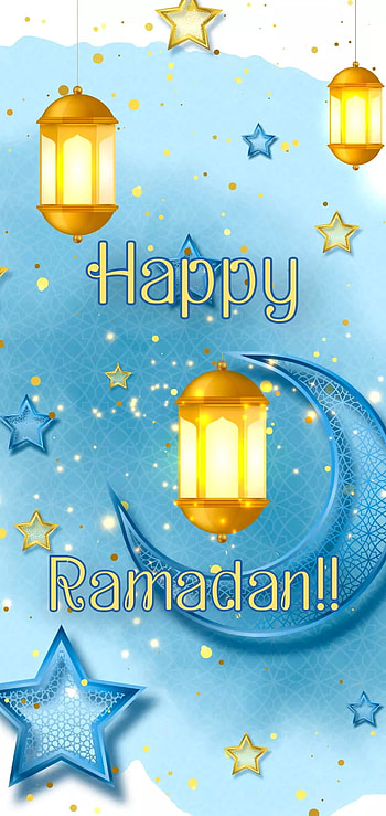 Happy ramadan, blue, light, holiday HD phone wallpaper