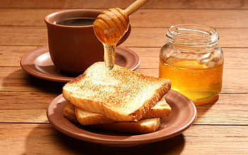 Toast and coffee, Honey HD wallpaper