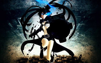 black rock shooter, weapon, shooter, black, rock HD wallpaper