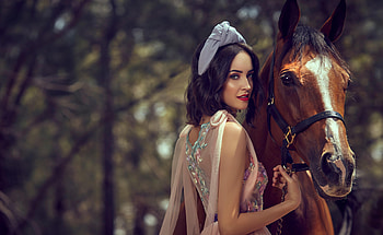 Girl With Horse , girls, horse HD wallpaper