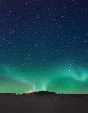 Nature, Stars, Night, Horizon, Starry Sky, Aurora Borealis, Northern Lights, Aurora HD phone wallpaper