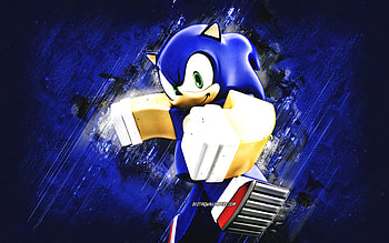 Sonic, Roblox, blue stone background, Roblox characters, Sonic Roblox, grunge art, Sonic character, Hedgehog HD wallpaper