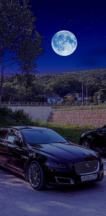 Jaguar XJ 351, auto, moon, moonlight, night, club HD phone wallpaper