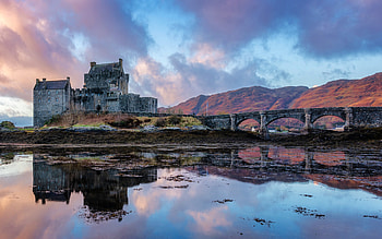 Eilean Donan Castle, Scotland, bridge, water, scotland, castle, reflection HD wallpaper