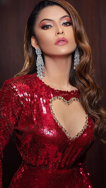 Urvashi Rautela, actress, beautiful, lip, beauty, red-dress, gorgeous, shiny, bollywood, indian HD phone wallpaper