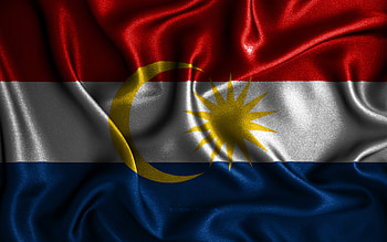 Labuan flag, , silk wavy flags, brazilian states, Day of Labuan, fabric flags, Flag of Labuan, 3D art, Labuan, Asia, States of Malaysia, Labuan 3D flag HD wallpaper