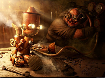 Steamnocchio, toy, engineer, wood, pinocchio, metalic, cool HD wallpaper