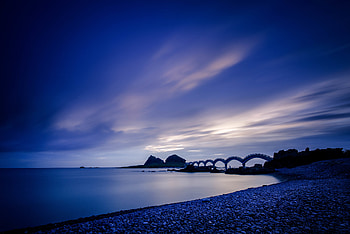 Nature, Sunset, Stones, Sea, Shore, Bank, Bridge, Evening HD wallpaper