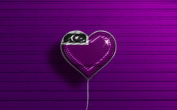 I Love Marang District, Terengganu, , realistic balloons, violet wooden background, Day of Marang District, district of Terengganu, flag of Marang District, Malaysia, balloon with flag, Marang Terengganu District, Marang District HD wallpaper