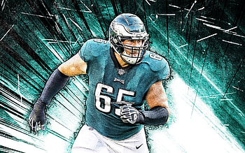 Lane Johnson, grunge art, Philadelphia Eagles, american football, NFL, The Big Bear, turquoise abstract rays, Lane Johnson Philadelphia Eagles, Lane Johnson HD wallpaper