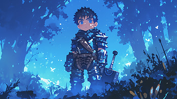 Chibi Guts - Berserk, Berserk, Anime, AI Art, Guts (Berserk), blue anime HD wallpaper