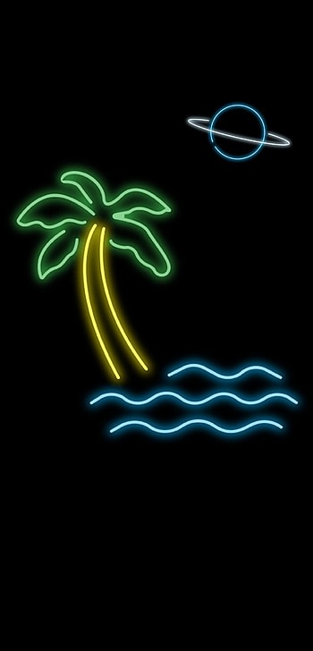 Neon, Azul cielo neon, Saturno plallero HD phone wallpaper