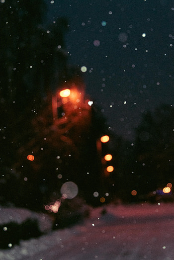 Night, Snow, Dark, Glare, Blur, Smooth, Bokeh, Boquet HD phone wallpaper