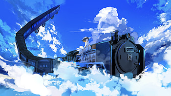 Anime, train, anime train HD wallpaper