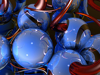 3D , blue, 3d, red, curve, balls HD wallpaper