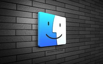 macOS 3D logo, , gray brickwall, creative, Apple, macOS logo, 3D art, macOS HD wallpaper