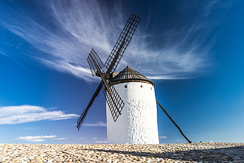 Windmill, sunny day, blue sky, architecture HD wallpaper