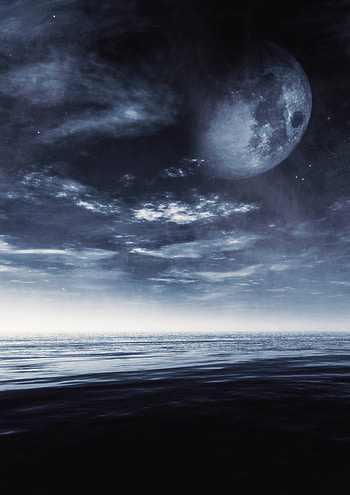 Nature, Sea, Moon, Horizon, hop, Gloomy, Shroud HD phone wallpaper