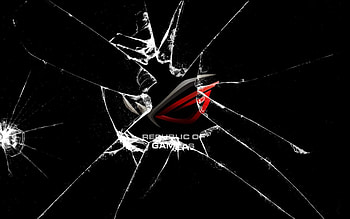 asus republic of gaming broken glass, broken glass, republic of gaming, rog, asus HD wallpaper