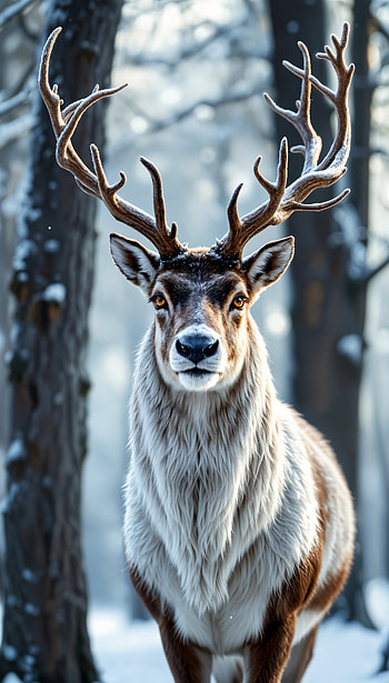Majestic Reindeer for Your , Wildlife, forest, snow, nature HD phone wallpaper