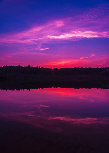 Nature, Sunset, Sky, Night, Horizon, Lake, Evening HD phone wallpaper