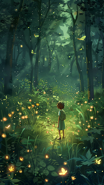 Enchanted Firefly Forest HD phone wallpaper
