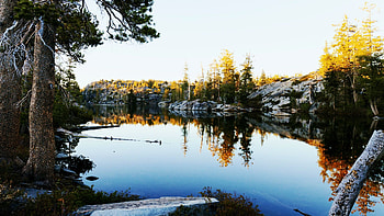 Loch Levens in the Sierra Nevadas, reflections, usa, california, landscape, trees, autumn, water HD wallpaper