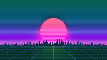 Retrowave City Sunset Grid , retrowave, synthwave, artist, artwork, digital-art HD wallpaper