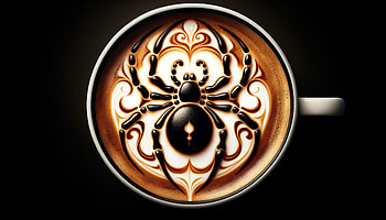 Black Widow Latte Art, coffee, latte, black widow (spider), latte art, spider HD wallpaper