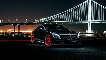Mercedes-Benz-S63-Amg-Coupe, Black, Red Rims, Sports Car, Amg HD wallpaper
