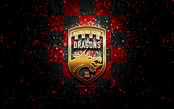 Canterbury United FC, glitter logo, New Zealand Football Championship, red black checkered background, soccer, New Zealand football club, Canterbury United logo, mosaic art, football, Canterbury United HD wallpaper