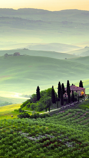 Tuscany's charm, Italy's beauty, Foggy mornings, Nature's wonder HD phone wallpaper