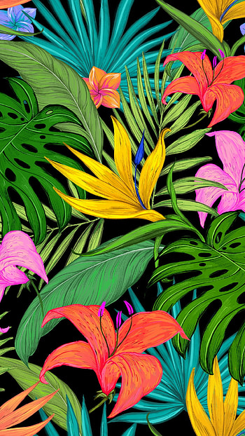 Vivid Tropical Bloom: Artistic Floral , colors, tropical, artistic, flower HD phone wallpaper