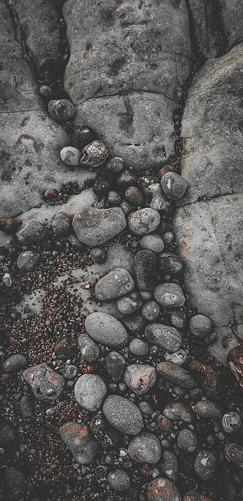 Stones, beach, black and white, stone HD phone wallpaper