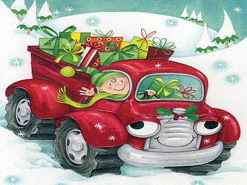 Pickup truck christmas delivery, winter, holiday, car, snow, christmas, delivery HD wallpaper
