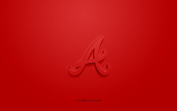 Atlanta Braves emblem, creative 3D logo, red background, American baseball club, MLB, Atlanta, USA, Atlanta Braves, baseball, Atlanta Braves insignia HD wallpaper