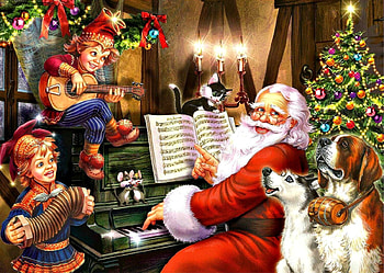 Santa, piano, song, craciun, christmas, elf HD wallpaper