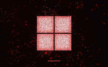 Windows 11 glitter logo, red glitter art, black background, Windows 11 logo, Windows 11, creative art, Windows 11 red glitter logo, Windows logo, Windows HD wallpaper