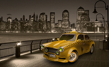 New York City Taxi Cab, big apple, city, usa, cab, states, taxi, yellow, new york, manhattan HD wallpaper