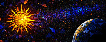 Stained Glass Sun, Earth & Stars, stained glass, sun, earth, Stars HD wallpaper