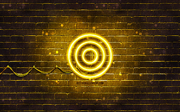 Target yellow logo, , yellow brickwall, Target logo, brands, Target neon logo, Target HD wallpaper
