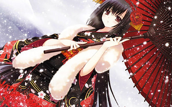 Aoi Nishimata, parasol, cute, girl, anime HD wallpaper