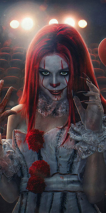 Girl Clone of Pennywise, scary, dark, clown HD phone wallpaper